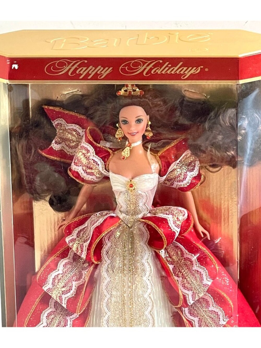 1997 Happy Holidays Barbie Brunette NRFB Special Edition 10th Anniversary 17832 - Picture 5 of 7
